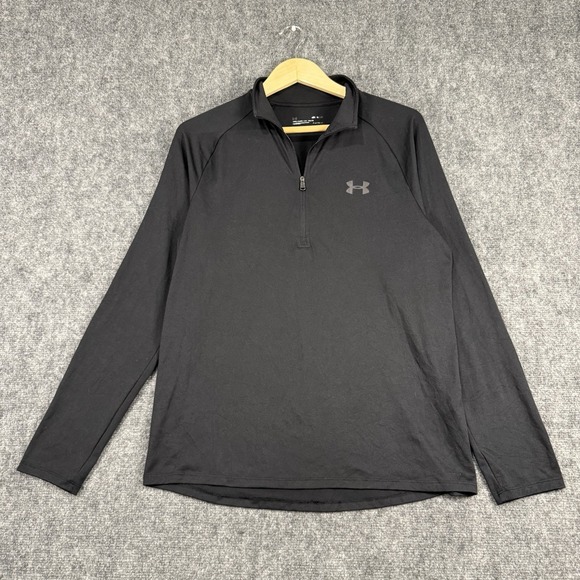 Under Armour HeatGear 1/2 Zip Pullover Mens M Black Long Sleeve - Picture 1 of 5